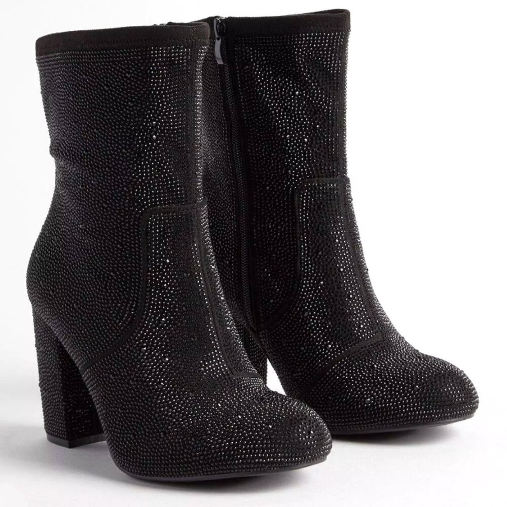 TORRID Stretch Embellished Black BOOTIES Size: 10WW